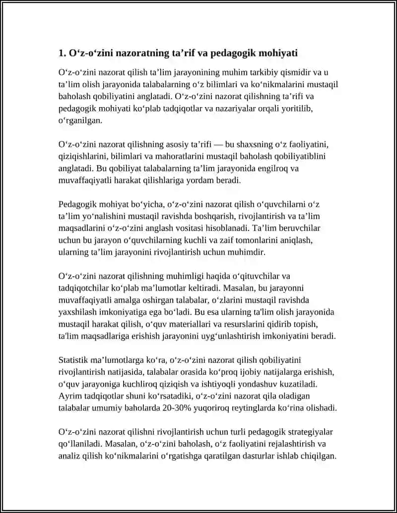 O‘z-o‘zini nazorat o‘quv tarbiya jaryonining tarkibi qismi 3