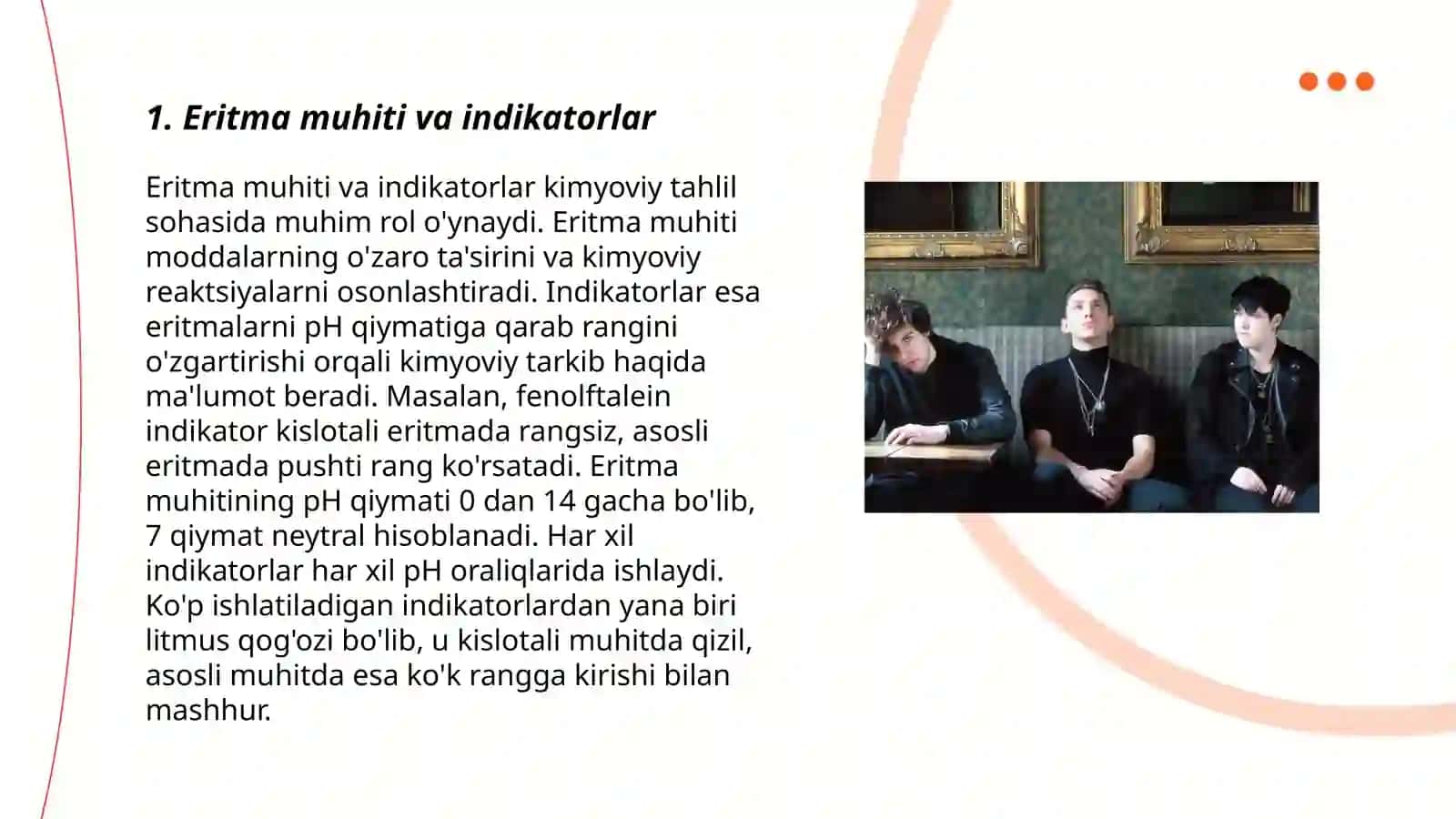 Eritma muhitini indikator yordamida aniqlash. PH. Tuzlar gidrolizida PH 3