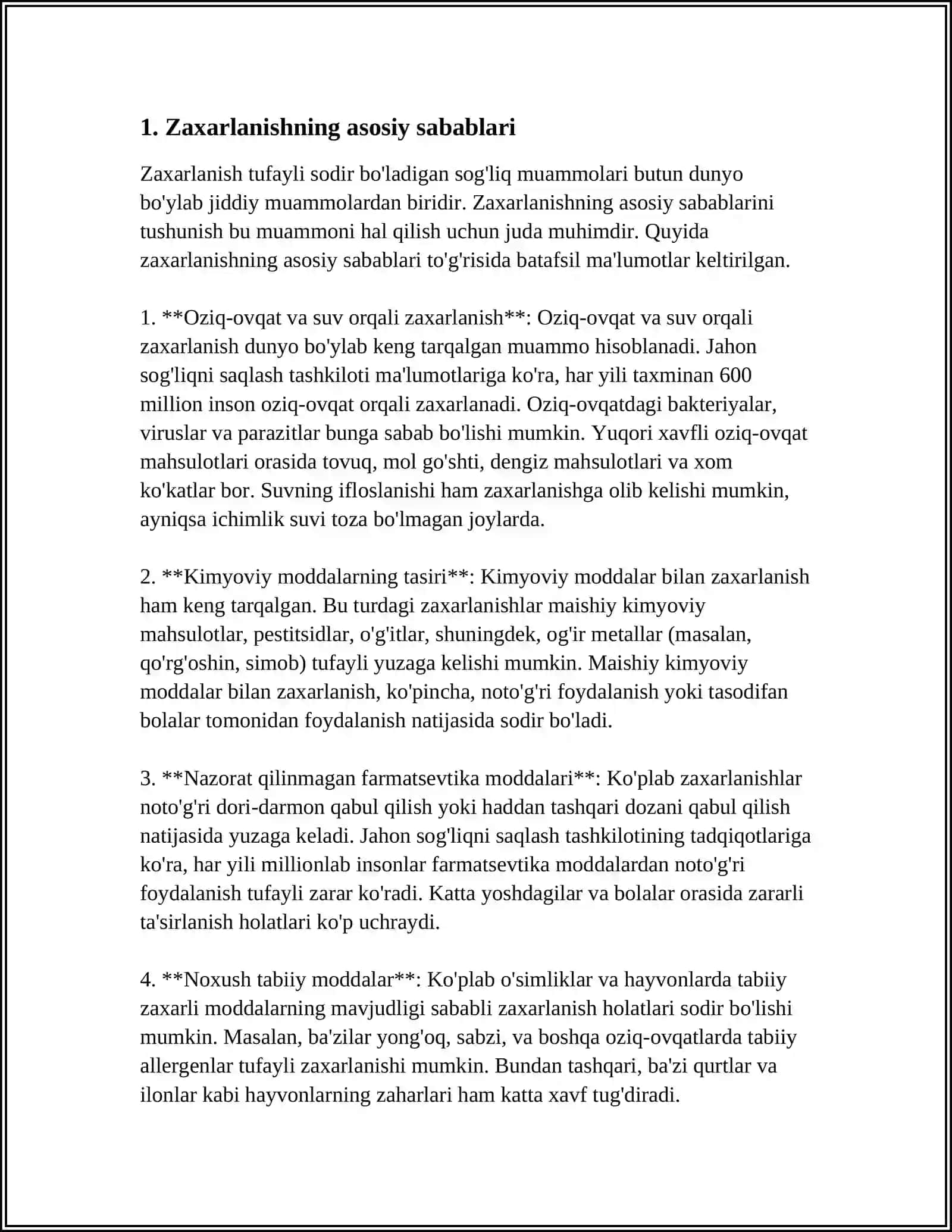 BOLLALARDA ZAXARLANISH NIMA, ZAXARLANISH TURLARI OLDINI OLISH VA BIRINCHI YORDAM 3