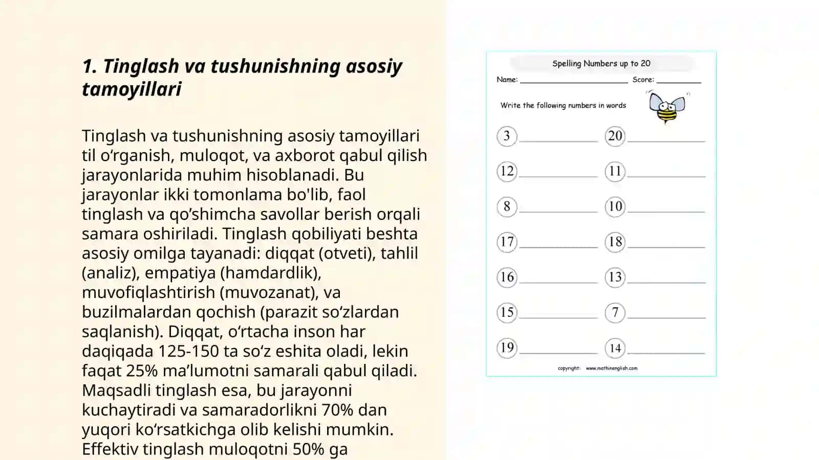 Oʻquvchilarda tinglab tushunish anglash koʻnikmasi, tinglab koʻnikmalarini shakllantirish tushishni rivojlantiruvchi mazmuniy strategiyalar 3