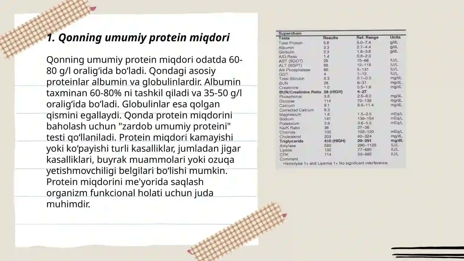 Jigar kasalliklarida qonning bioximik tekshiruv natijalarining o'zgarishi 3