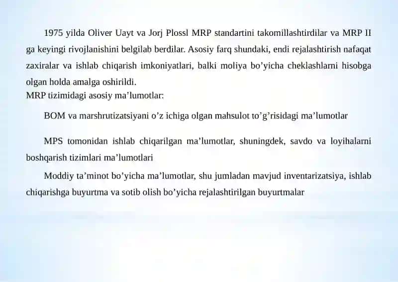 MRP va MRP II ta’rifi 3