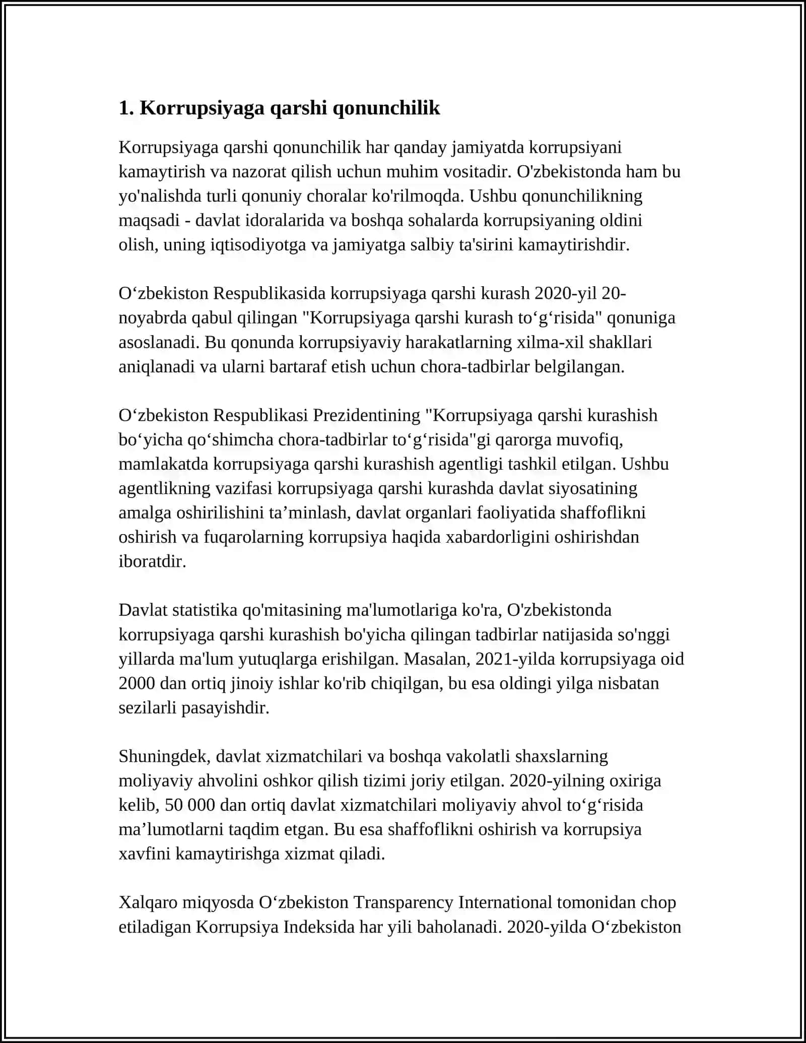 O'ZBEKISTON KORRUPSIYAGA QARSHI MIXANIZIMLARI 3