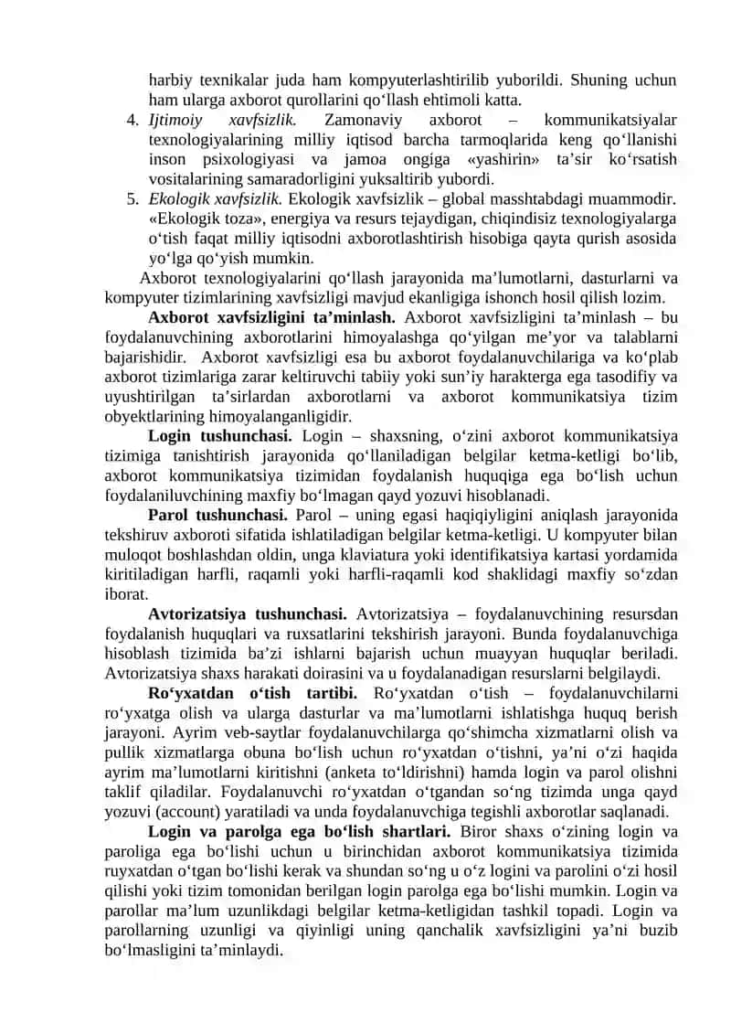 Axborot xavfsizligini ta’minlash usullari 3