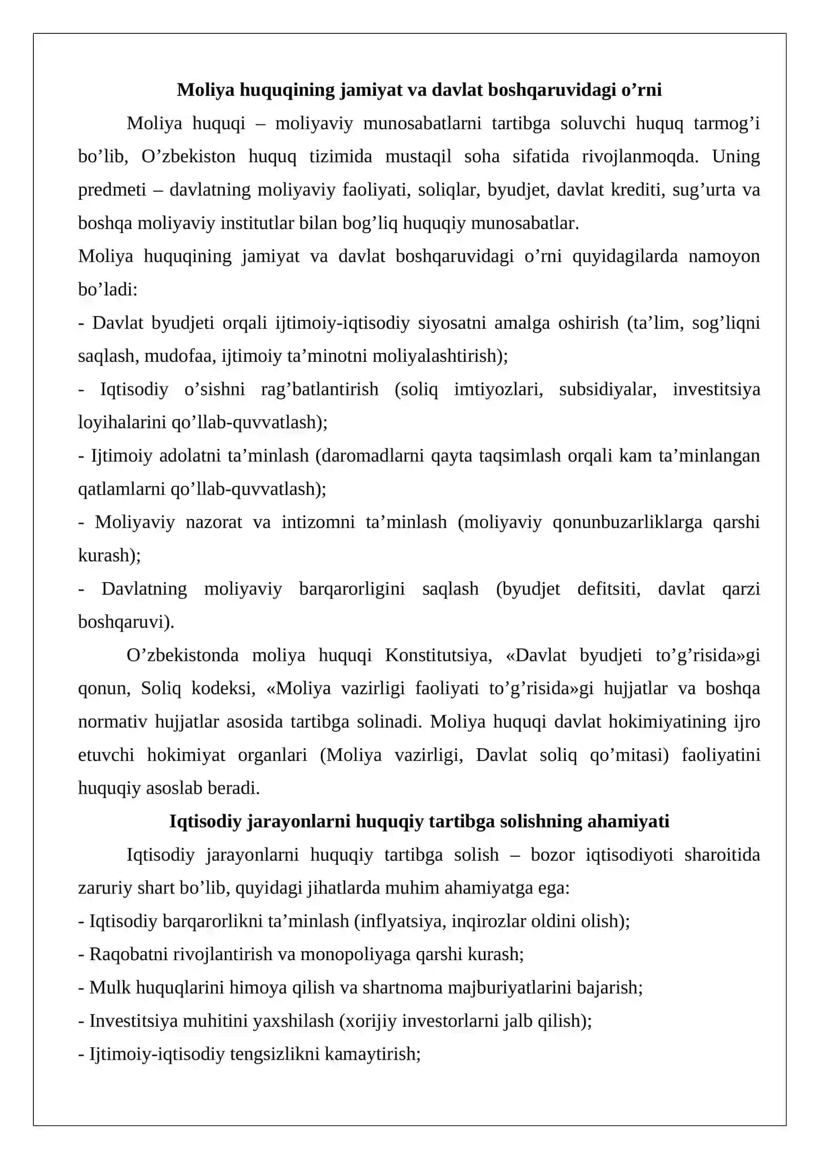 Iqtisodiy va moliya huquqiy munosabatlarning tarkibi 3