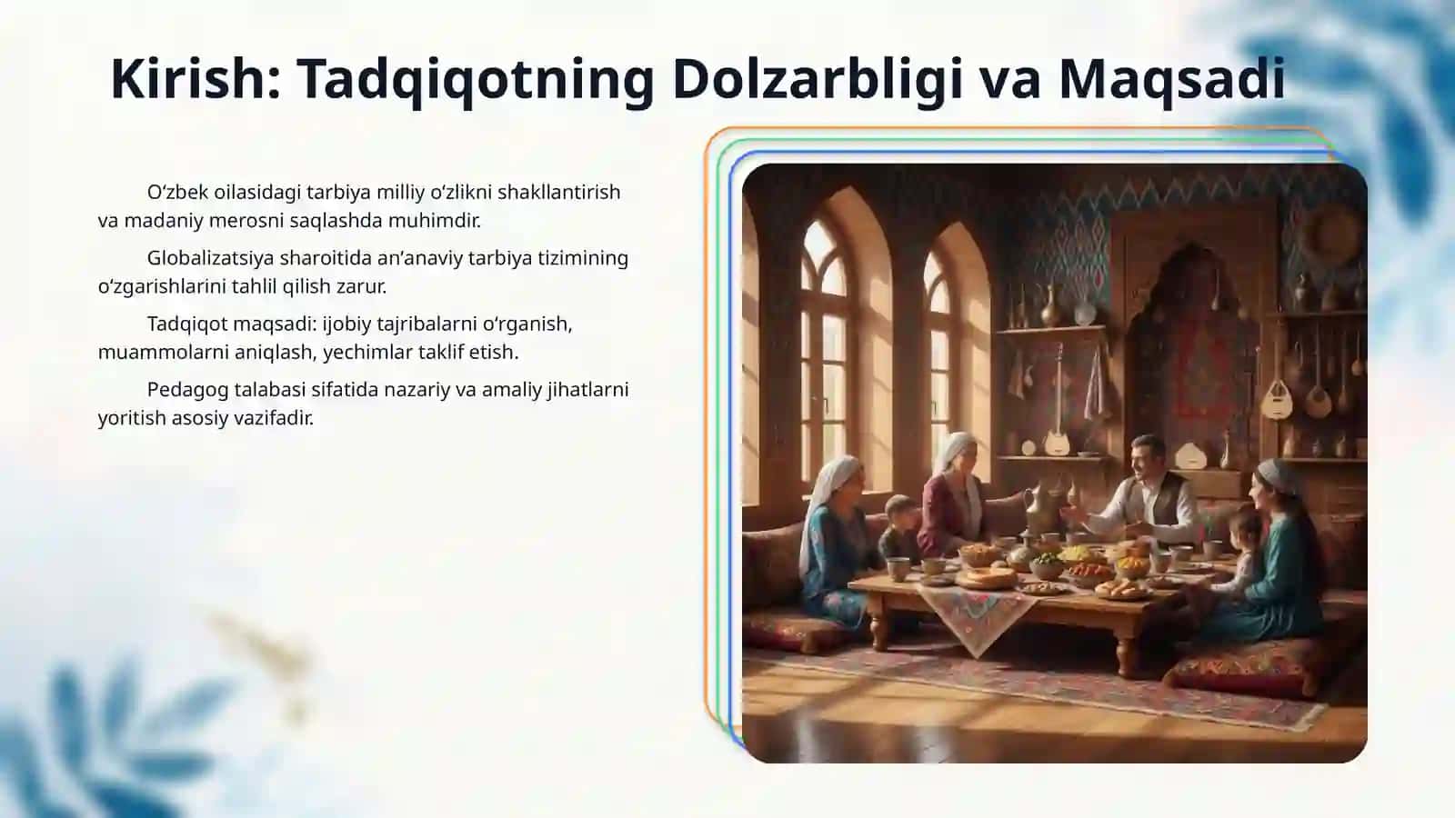 An’anaviy o’zbek oilalarida farzand tarbiyasi masalalari: yutuqlar, muammo va yechim. 3