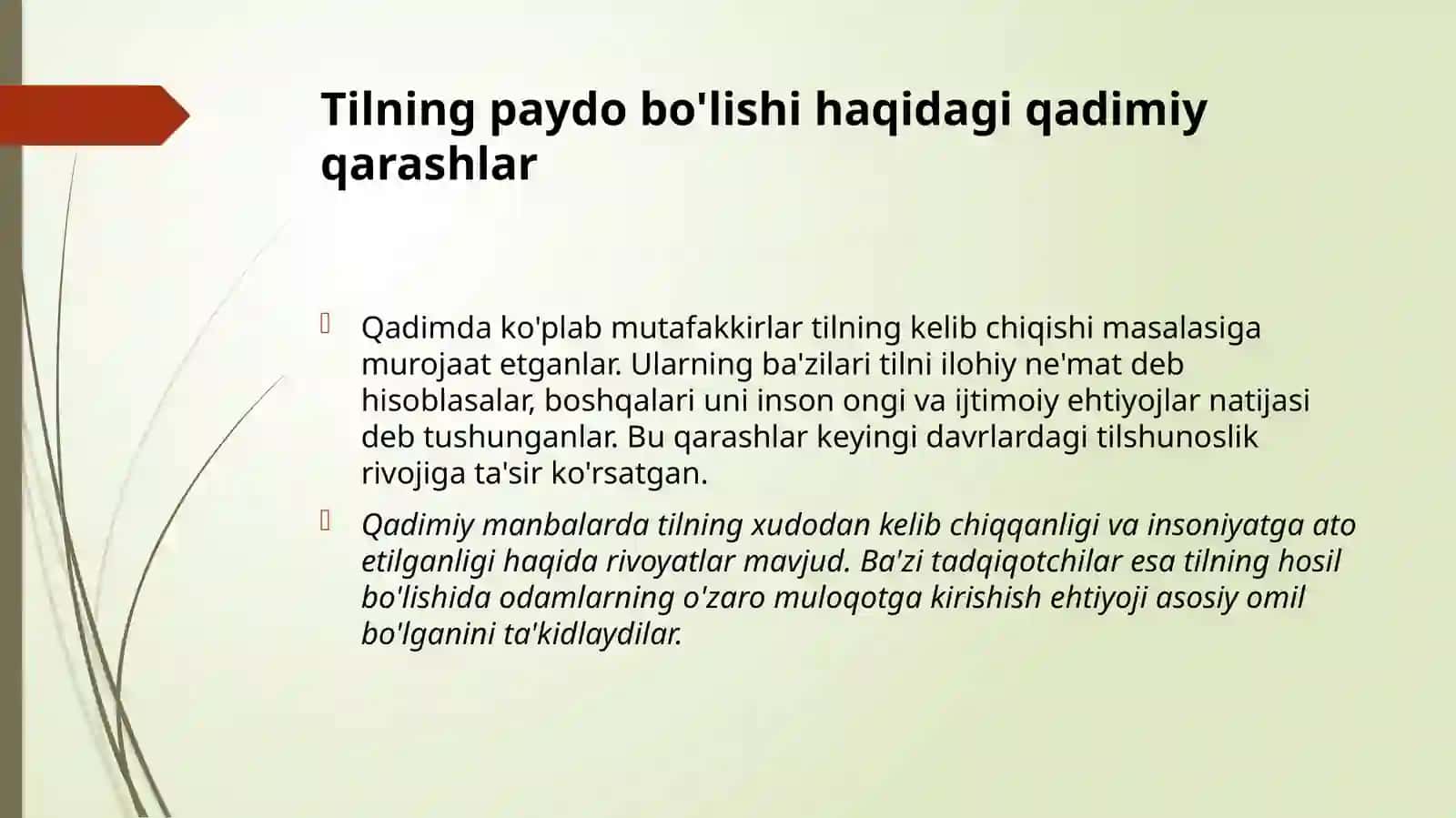 Sharq mutafakkirlarining til shakllanishiga oid qarashlari. 3