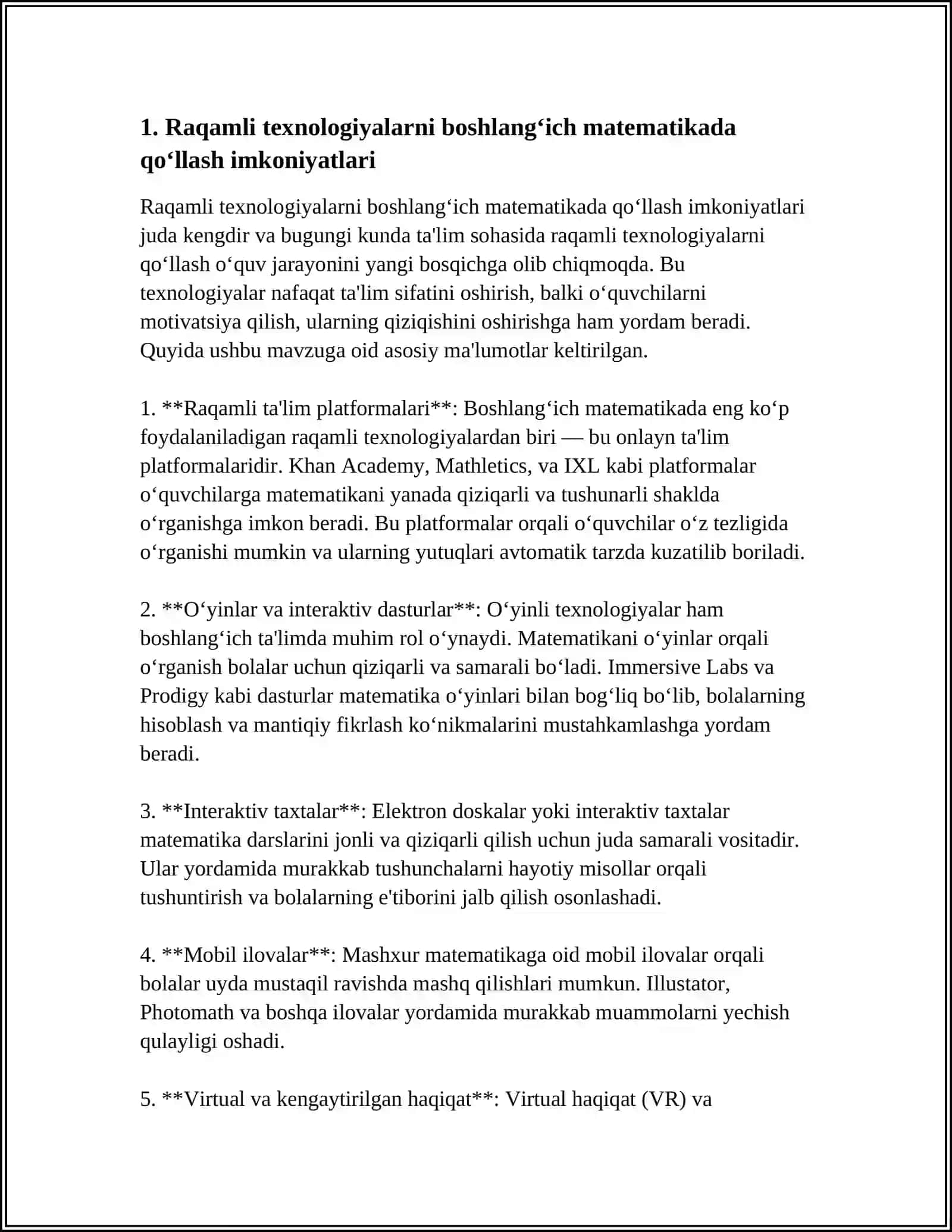 BOSHLANGʻICH SINFLARDA MATEMATIKA DARSLARIDA RAQAMLI TEXNALOGIYALARNI JORIY ETISH METODIKASI 3