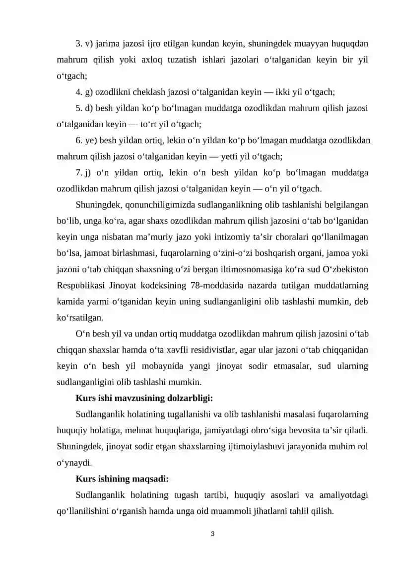 O'ZBEKISTON QONUNCHILIGIDA SUDLANGANLIK HOLATINI OLIB TASHLASH VA TUGATISH INSITUTI 3