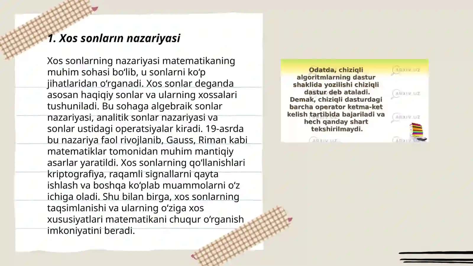 Xos Sonlarning Nazariyasi 3