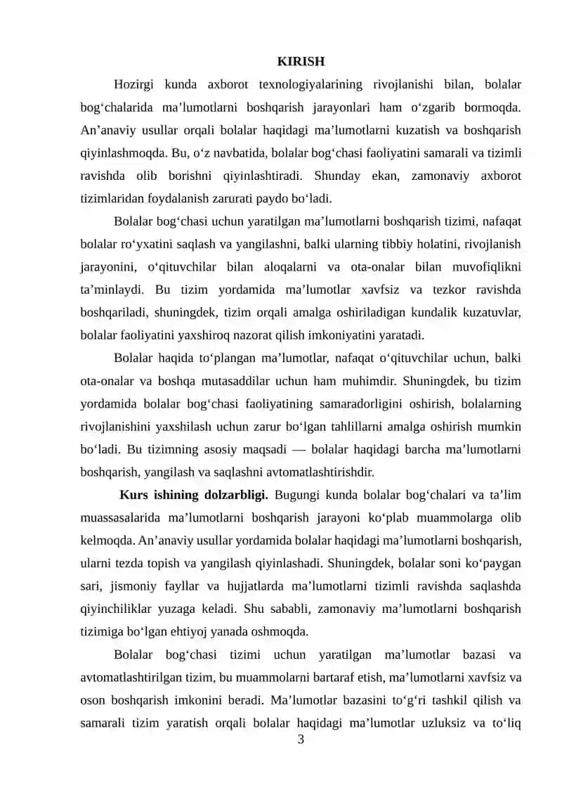 Bolalar bogʻchasi uchun bolalar maʼlumotlarni boshqarish tizimi 3