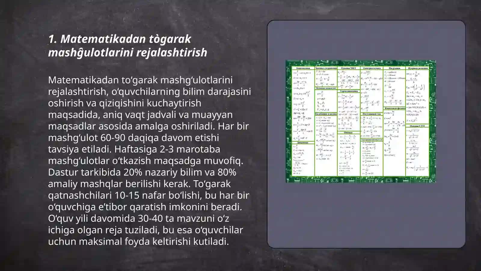 Matematikadan tògarak mashĝulotlarini rejalashtirish 3