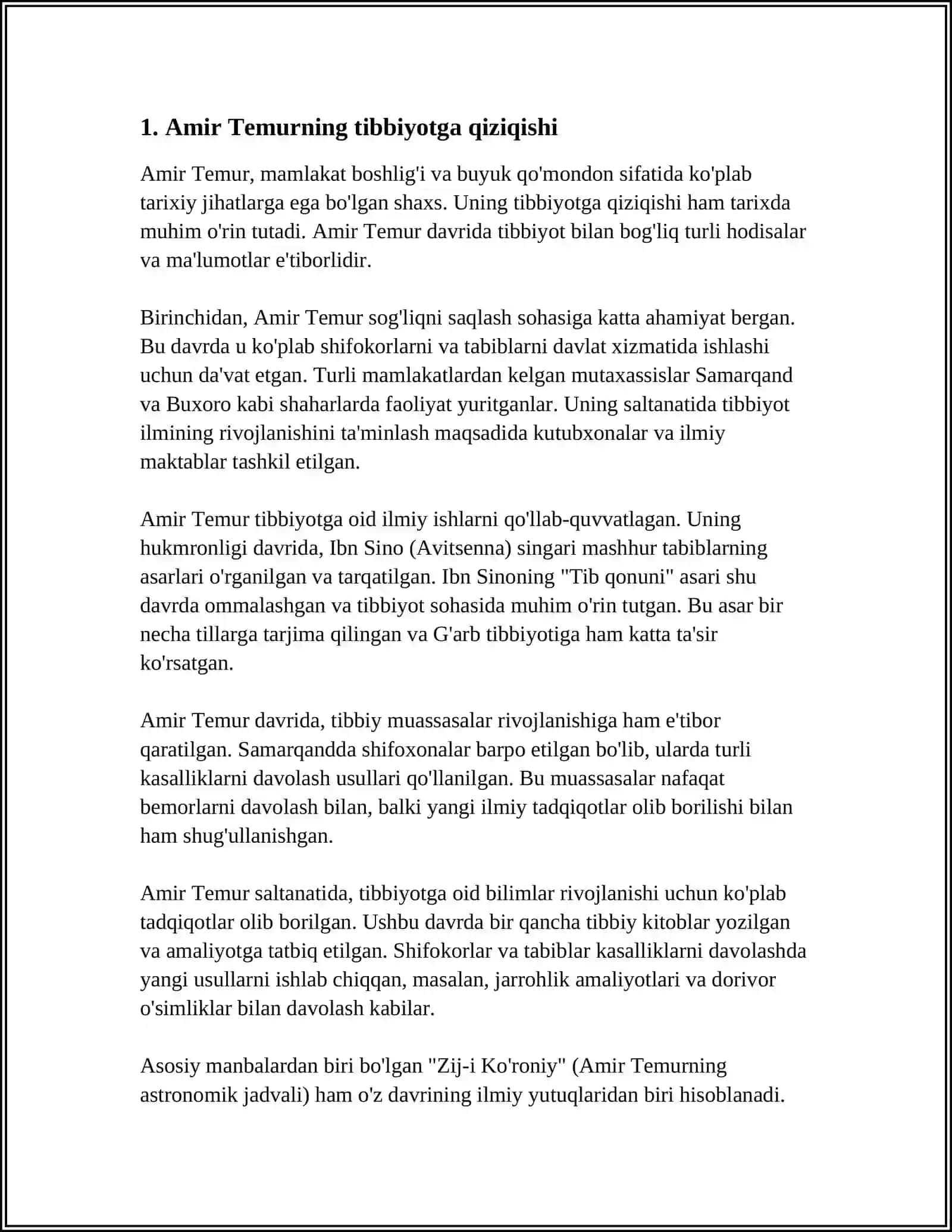 AMIR TEMURNING TIBBIYOTGA EʼTIBORI 3