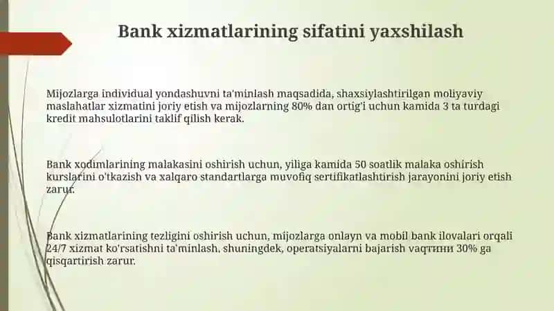 O'zbekistonda bank tizmining takkomilashtirish yollari 3