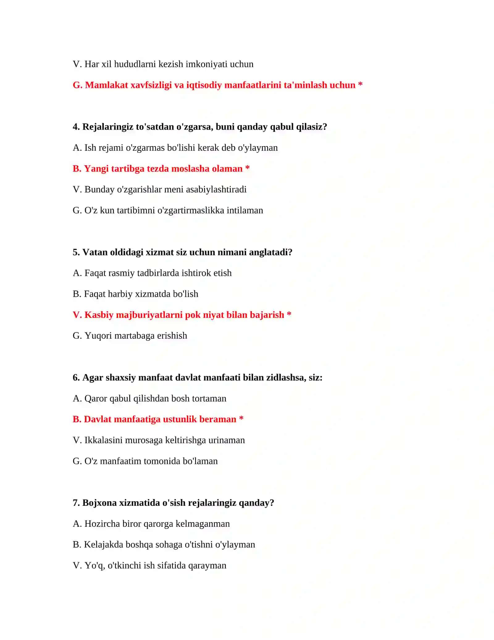 Psixotest Savollari 3