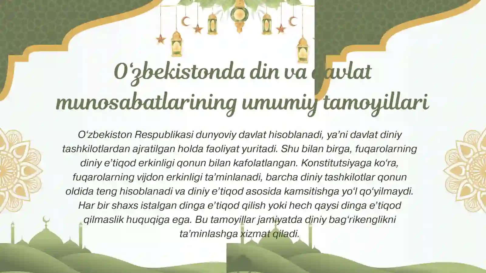 O‘ZBEKISTONDA DIN VA DINIY TASHKILOTLARGA MUNOSABAT 3