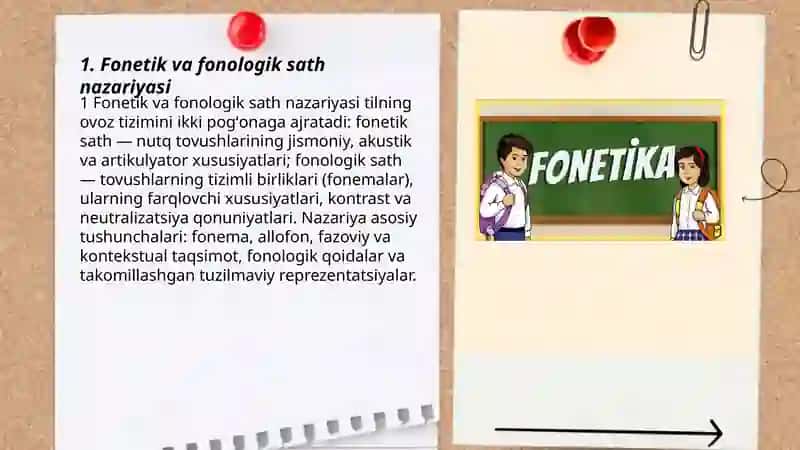 Til sathlari. Fonetik-fonologik sath 3