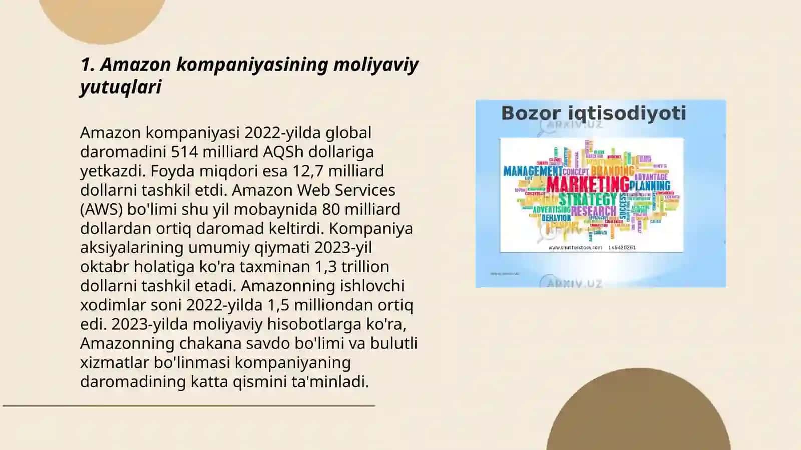 Amazon kompaniyasi iqtisodiyoti va menejmenti Ibrogimov Erali 3