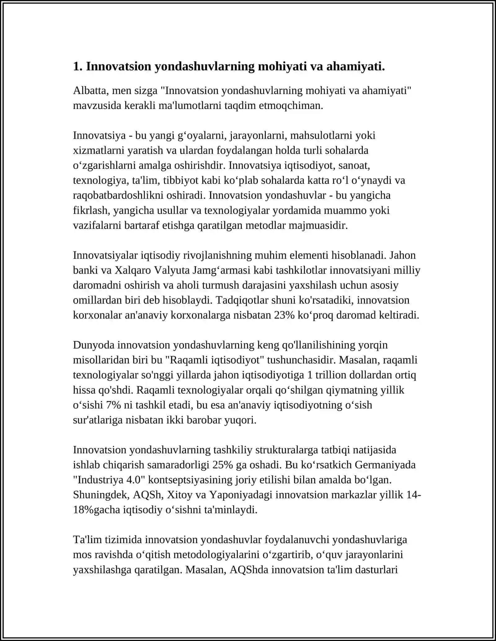 MASHGʻULOTGA TARBIYACHINING INNOVATSION YONDASHUVI 3