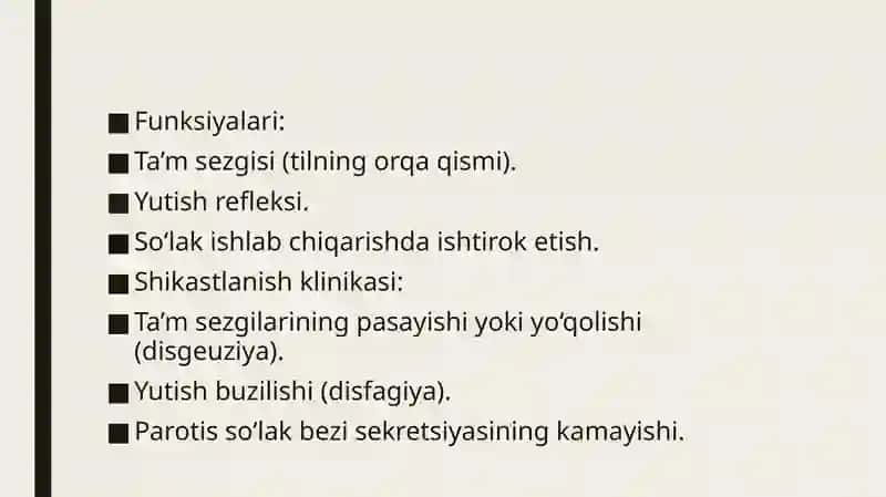 Aralash bosh miya nervlari va klinik anatomiyasi 3