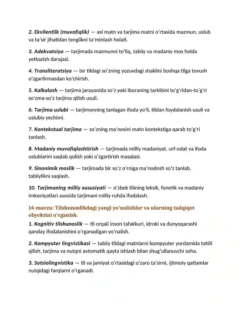 Oʻzbek tilshunosligida, Terminologiya 3