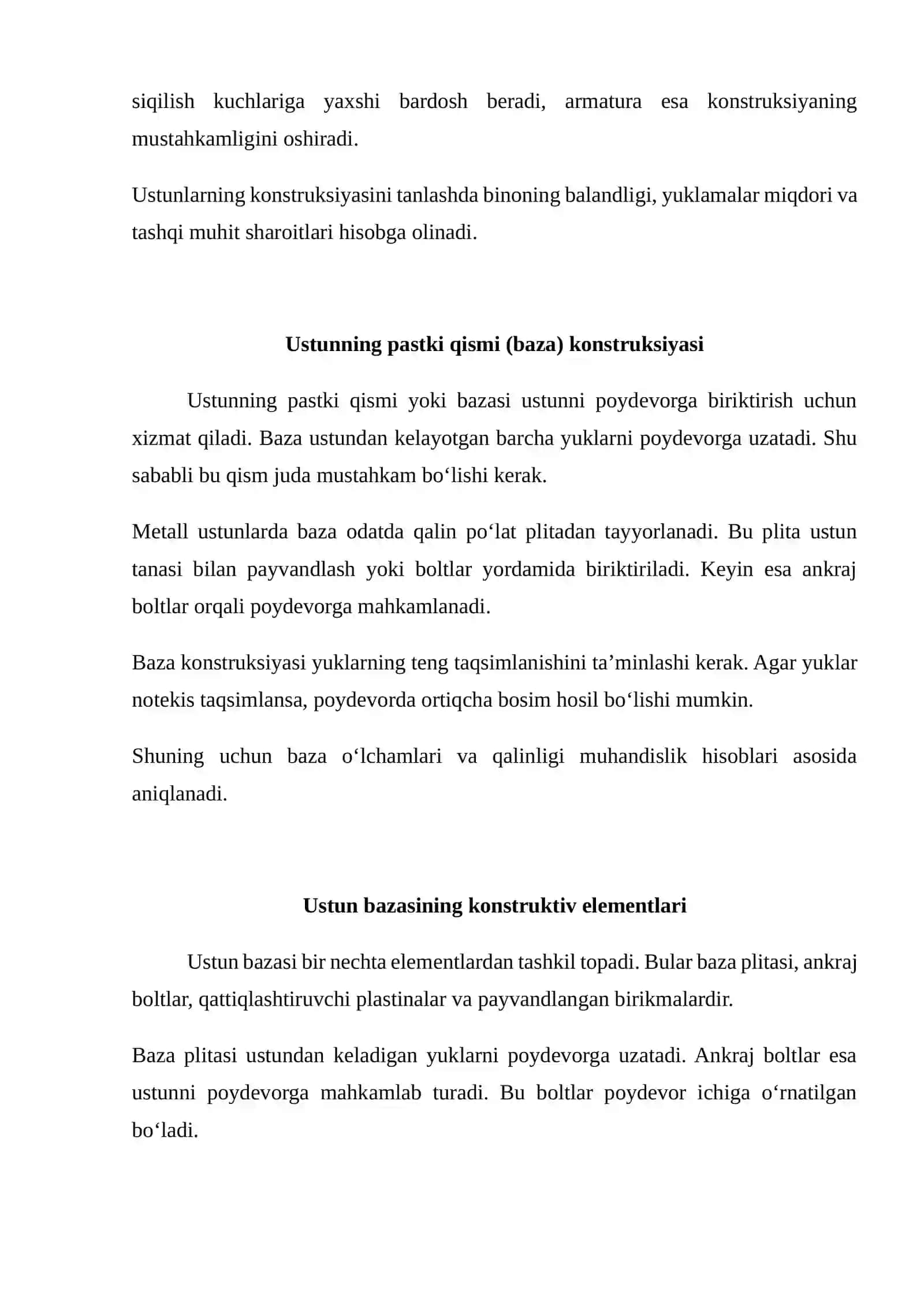 Markaziy siqilishga ishlayotgan ustunlar va ularning konstruktiv tuzilishi 3