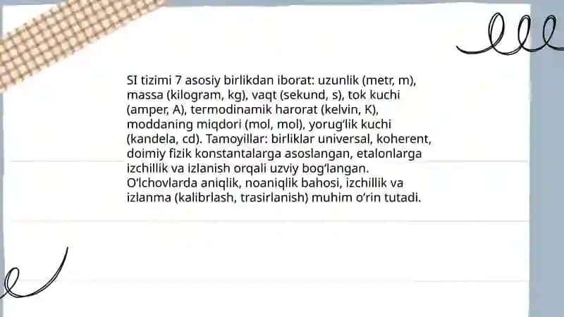 SI tizimi va oʻlchash birliklarining asosiy tamoyillari 3