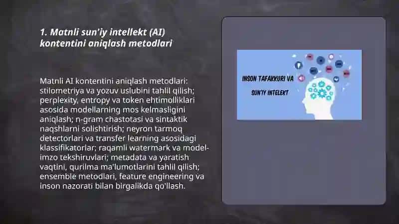 Matnli sun'iy intellekt (AI) kontentini aniqlash metodlari 3
