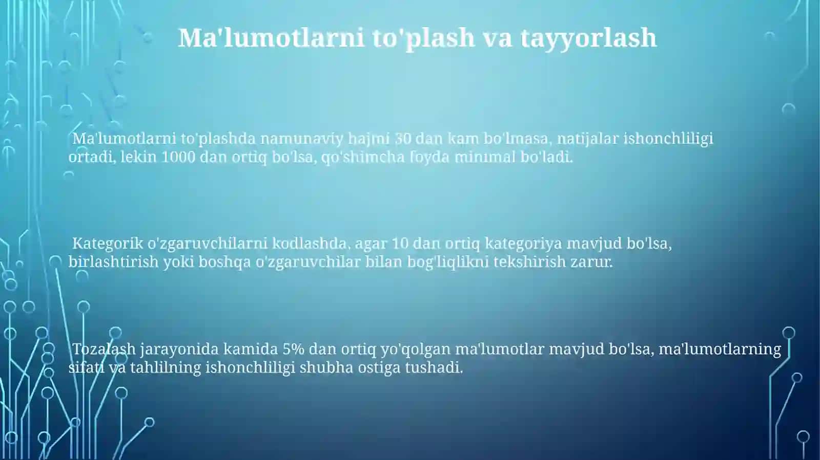 Axborotlarni statistik tahlil qilish 3