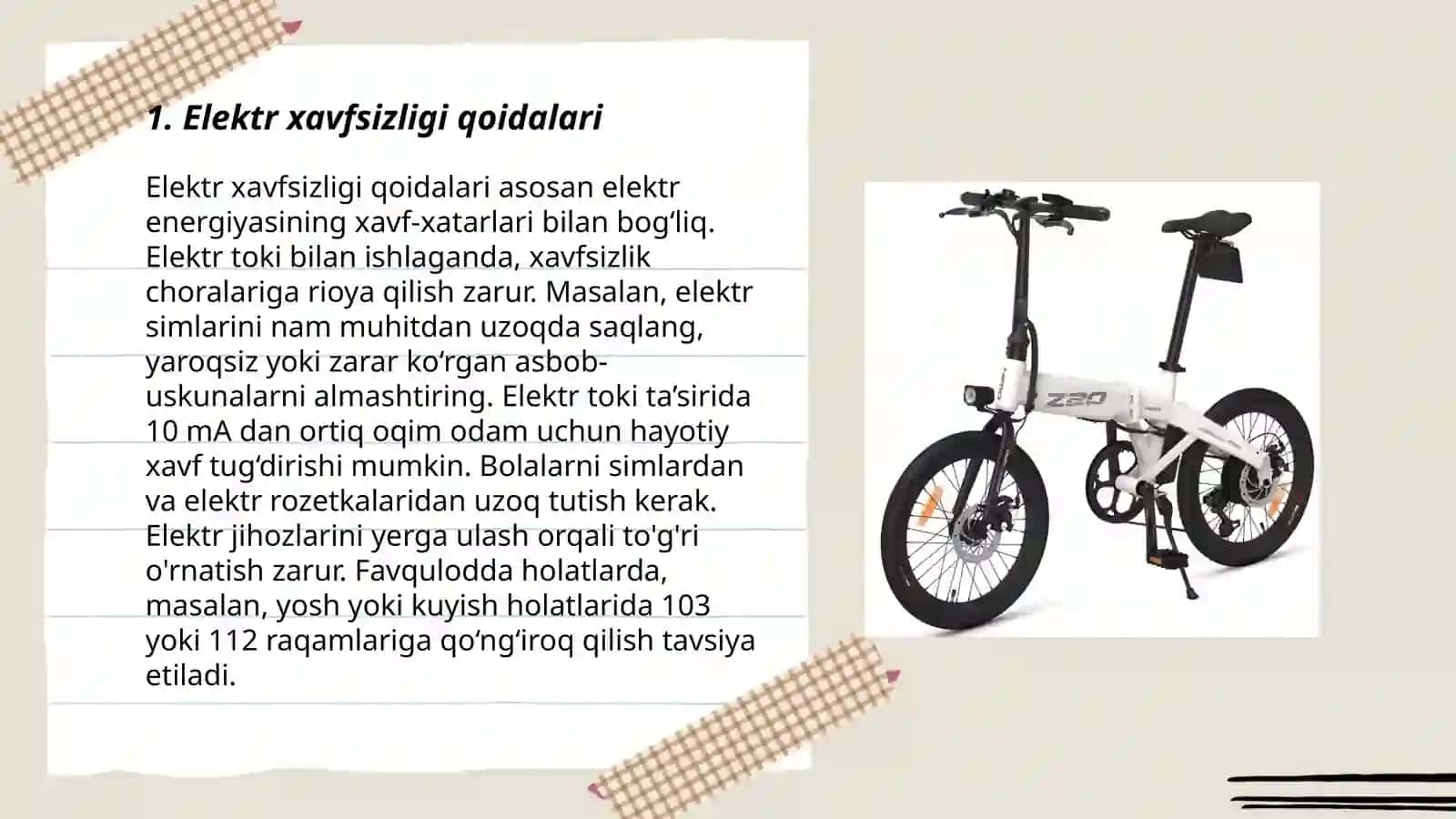 Elektr qawipsizlik ilajlari.Elektr aspablari 3