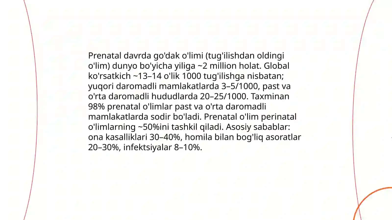 Pre-, intra-, postnatal davrlarda go'daklar o'limining xususiyatlari 3