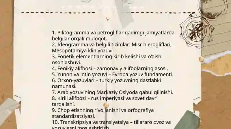 Yozuv.Alfavit, grafika va orfografiya.Transkripsiya va Translyatsiya paydo boʻlishi 3
