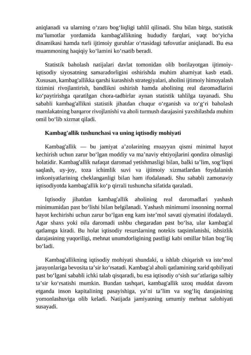 Kambag'allikni statistik baholash 3
