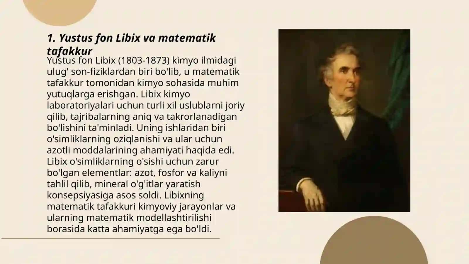Yustus fon Libix va matematik tafakkur 3