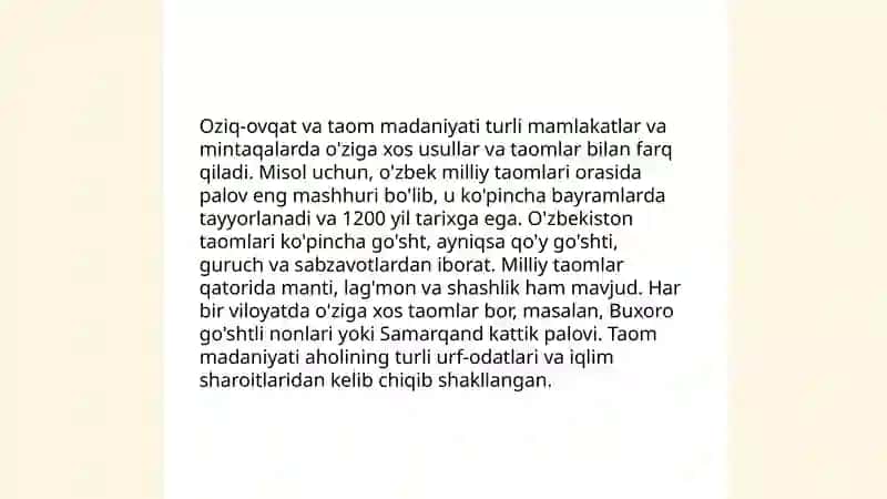 Oziq-ovqat va taom madaniyati 3