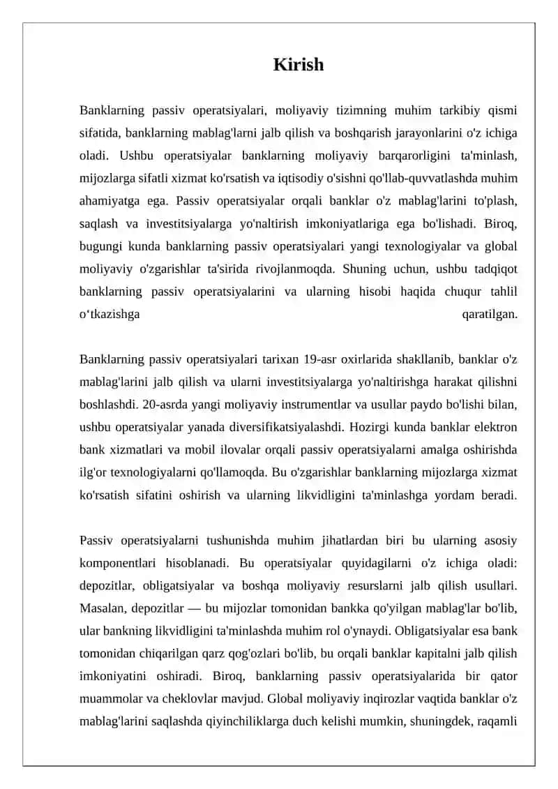 Banklarning Passiv Operatsiyalari va Ularning Hisobi 3