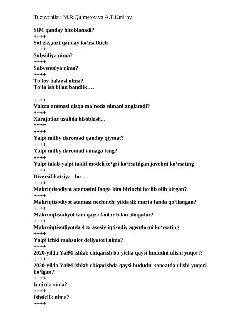 MIKROIQTISODIYOT.MAKROIQTISODIYOT FANIDAN TEST SAVOLLARI 3