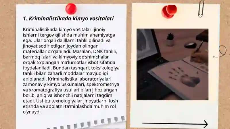 Kriminalistika.Kriminalistikada kimyoning oʻrni va ahamiyati 3