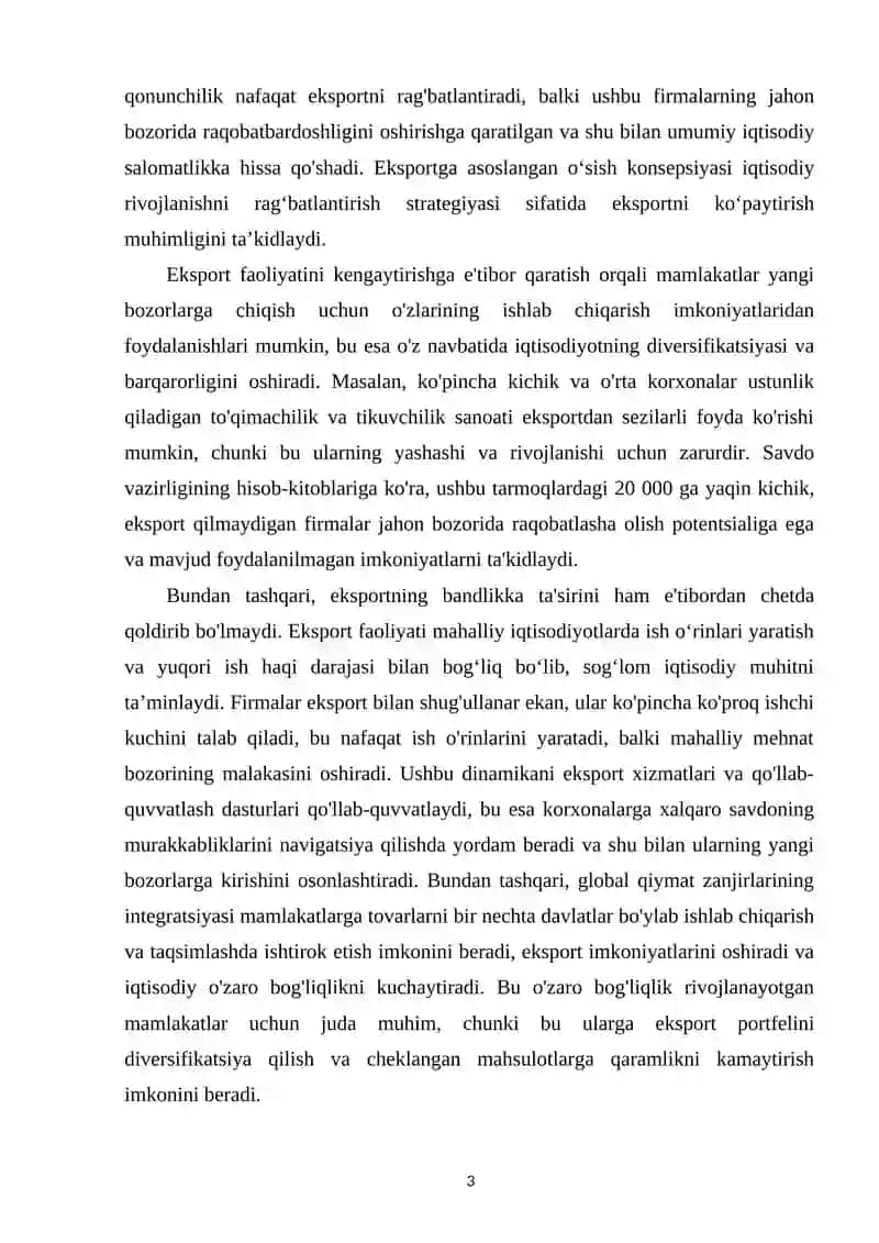 EKSPORT SIYOSATI VA UNING MAMLAKAT IQTISODIYOTIDAGI ROLI 3