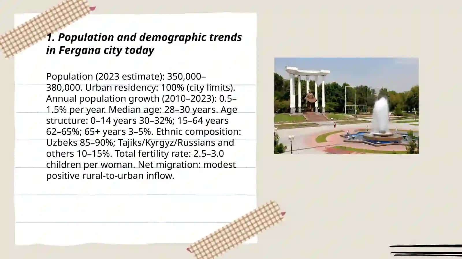 Plan for Population and Demographic Trends in Fergana City 3