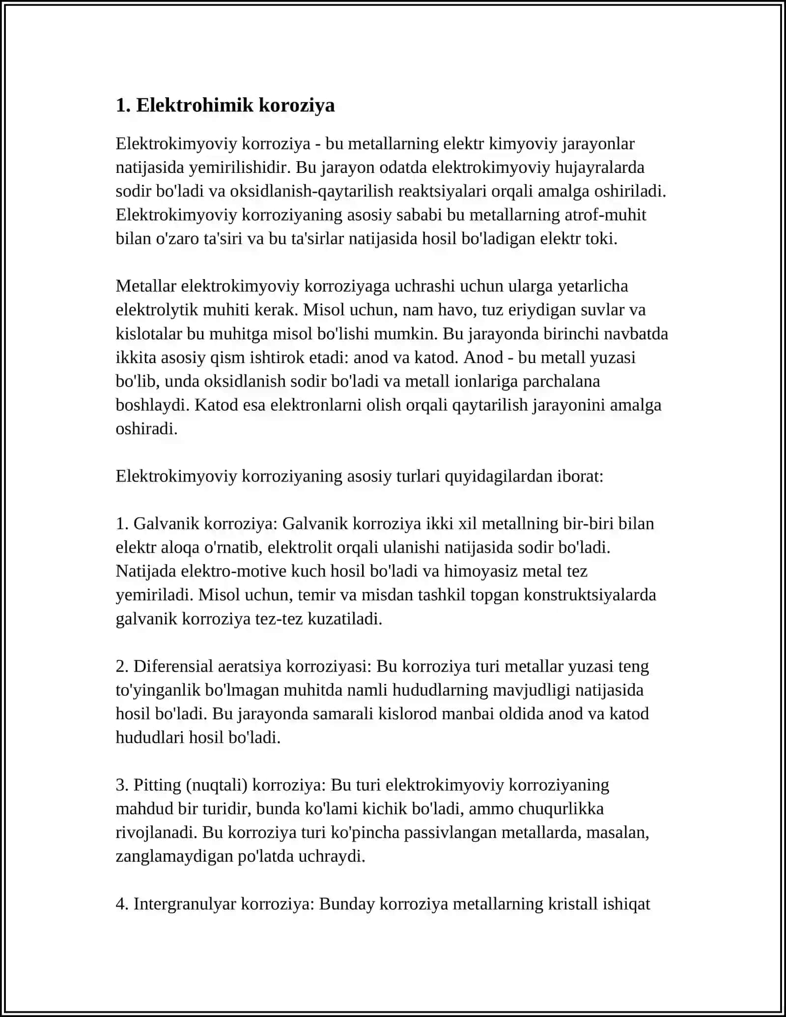 KORROZIYA JARAYONLARINING SODIR BOʻLISH MEXANIZIMIGA KOʻRA TASNIFI 3