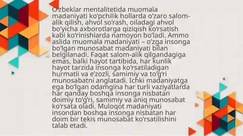 Muomala madaniyati va to'g'ri muloqot qoidalari slayd 3