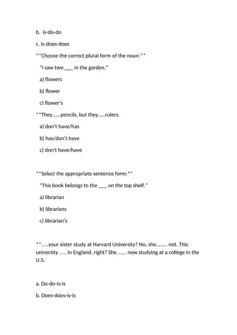 Correct Form of Verbs Exercise 3