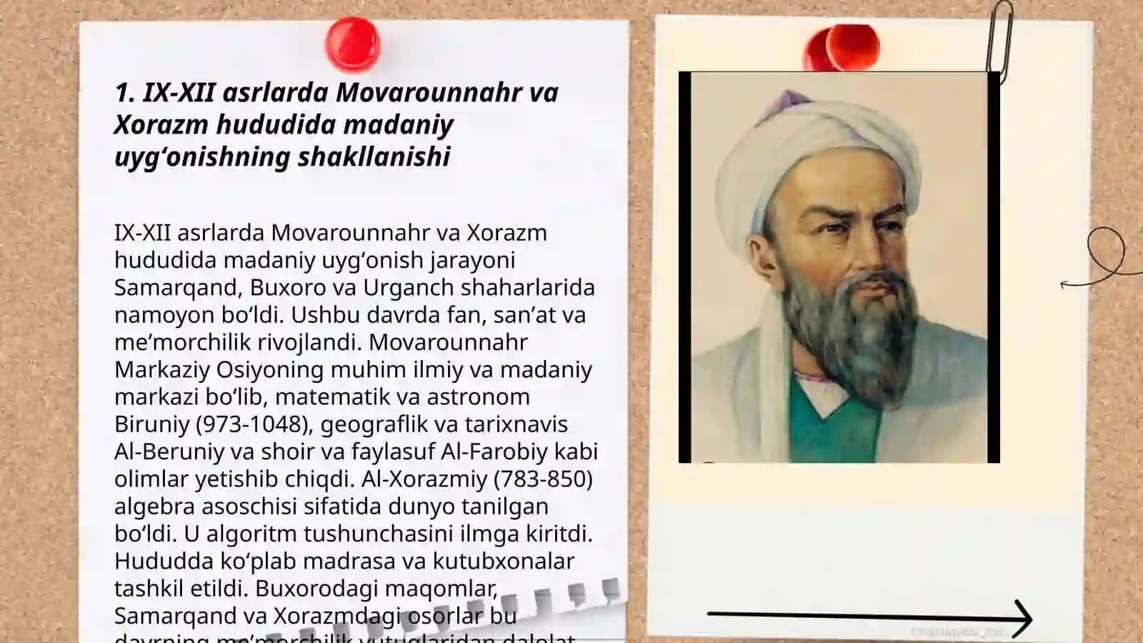 IX-XII asrlarda mamlakatimiz hududida roʻy bergan madaniy uygʻonish (Renessans) 3