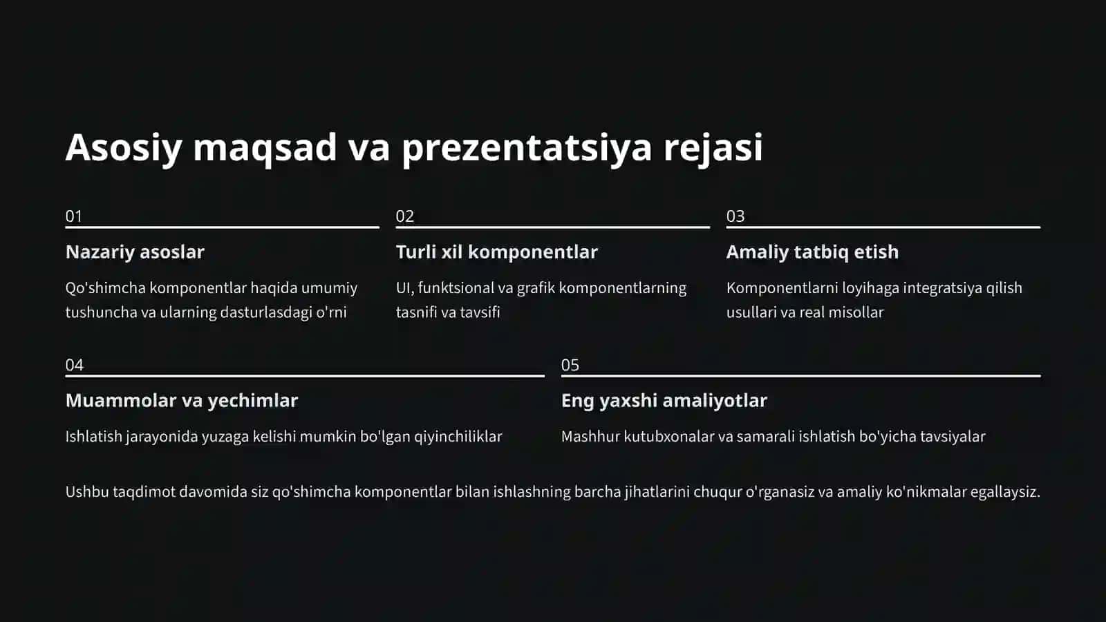 Qo'shimcha komponentlar va ularning ishlatilishi 3