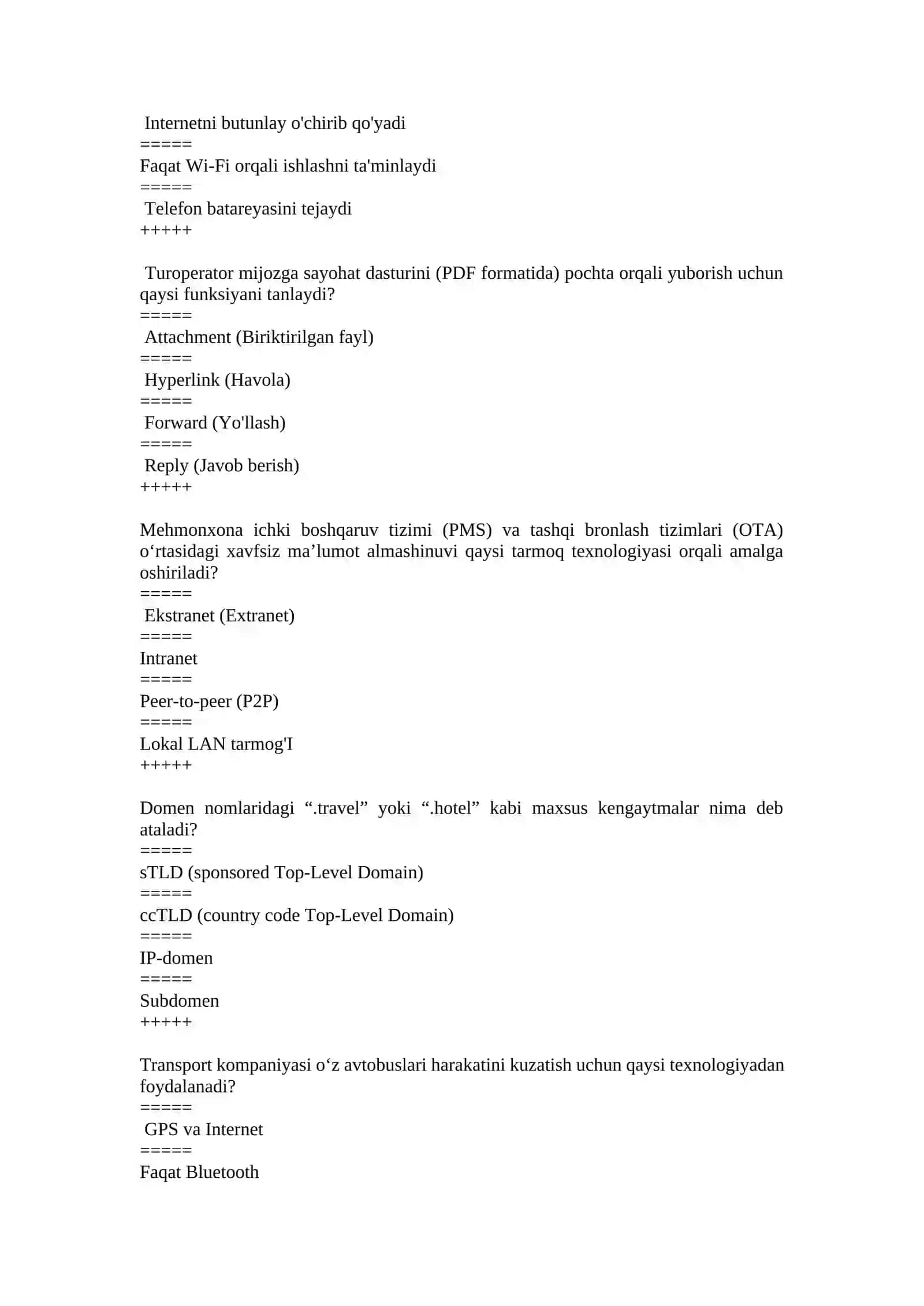 Turizmda raqamli texnologiyalar test 3