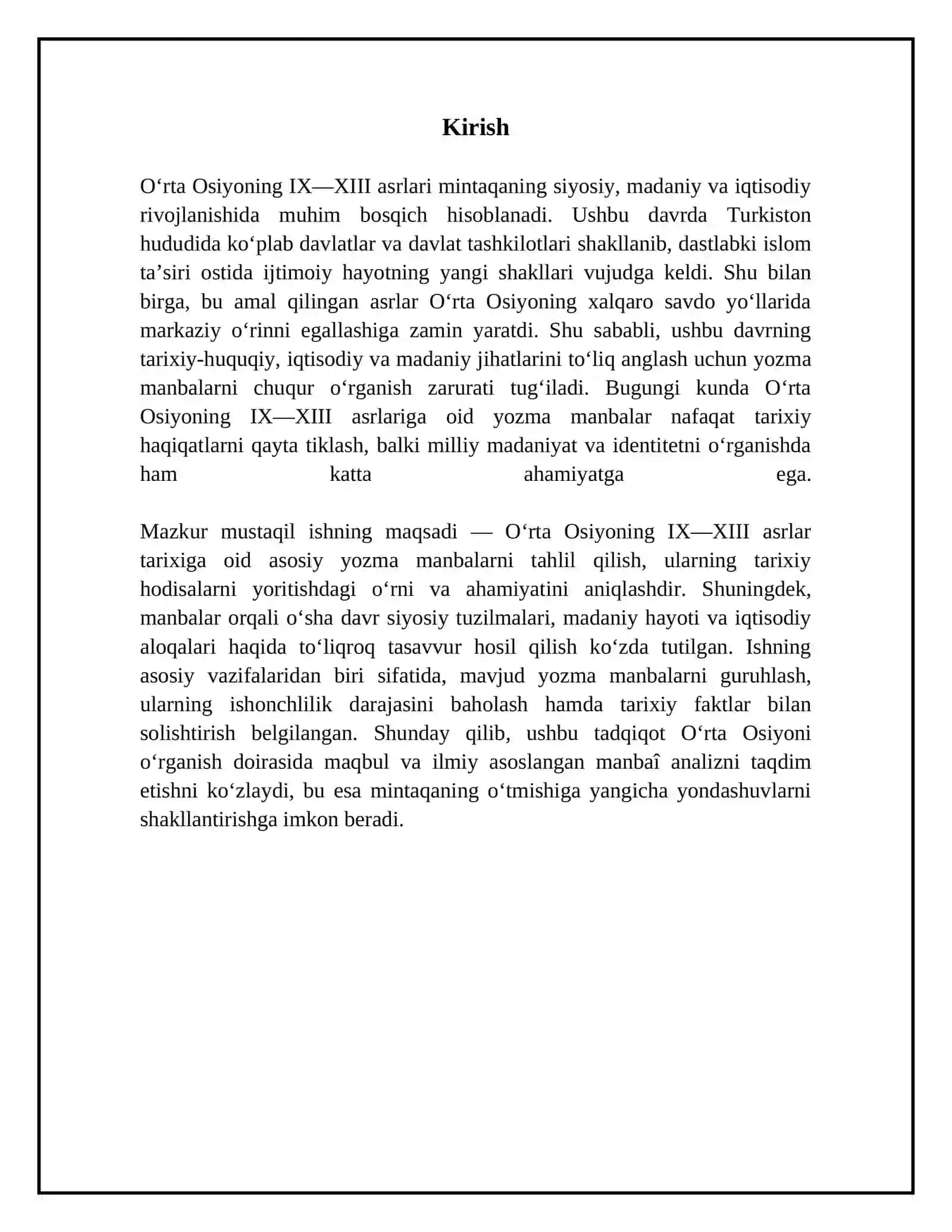 Oʻrta Osiyoning IX -XIII asrlar tarixiga oid yozma manbalar 3
