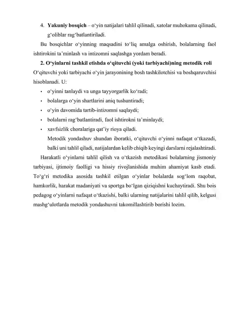 Harakatli o‘yinlarni bolani yoshiga mos holda tanlash, tahlil qilish va o‘tkazish metodikasi. 3