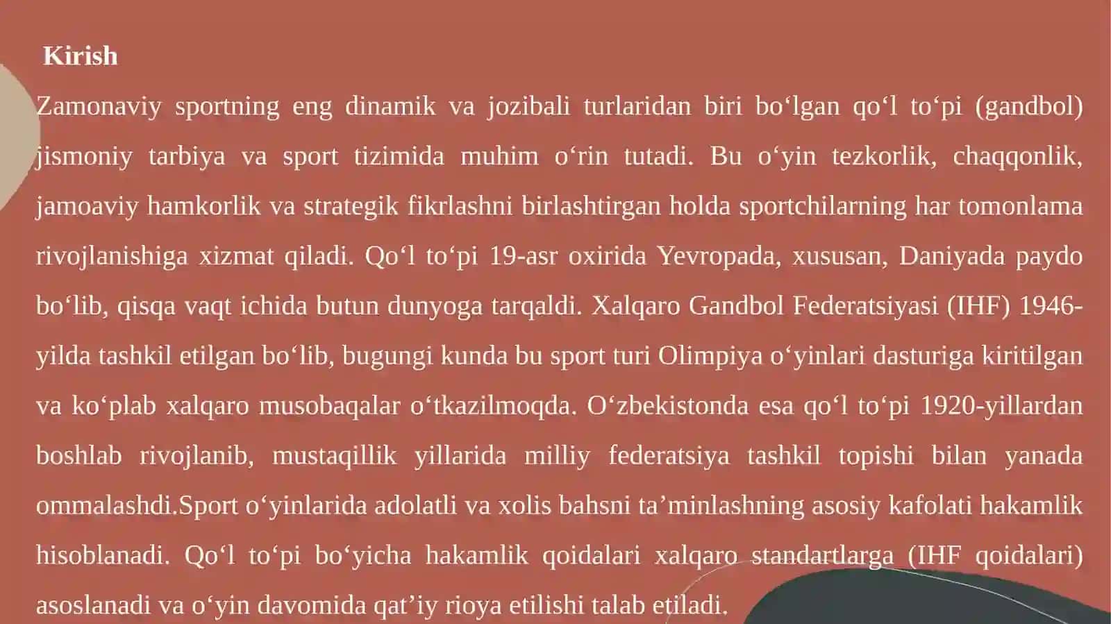 Qo‘l to‘pi bo‘yicha hakamlik qilish qoidalari, hakamlarning vazifalari, musobaqalar 3