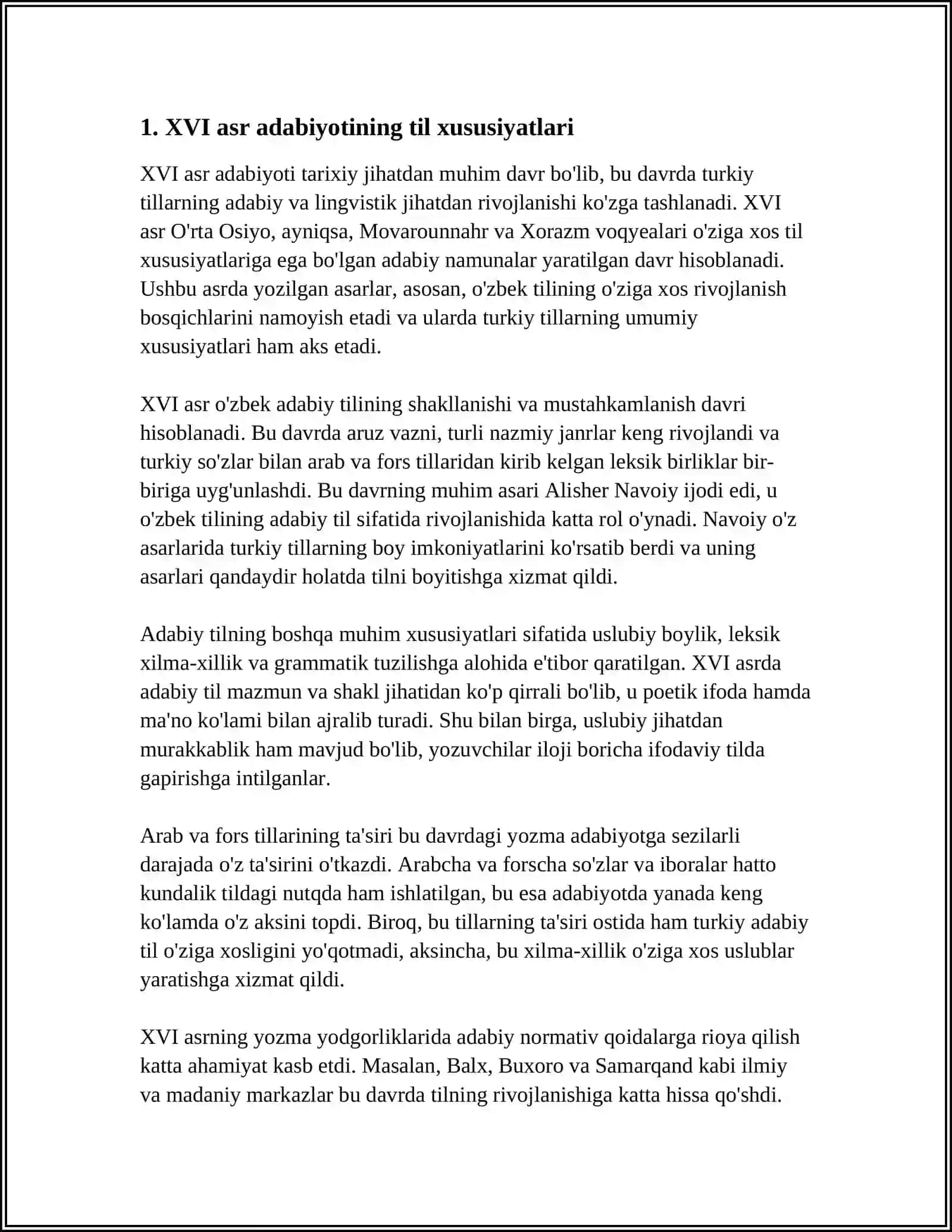 XVI-XX ASRLAR ADABIYOTINING TIL XUSUSIYATLARI 3